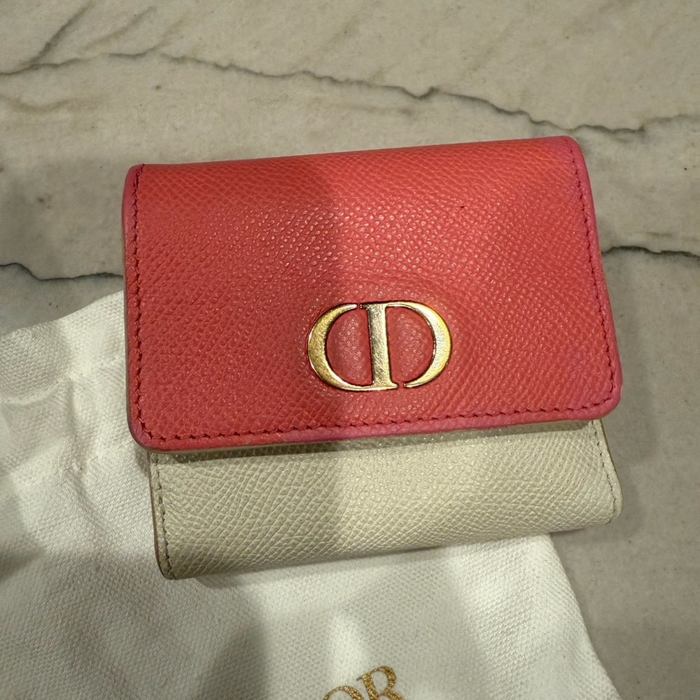 Christian Dior Lotus Wallet Tri-fold Pink and Cream FULL INCLUSION - Picture 4 of 16